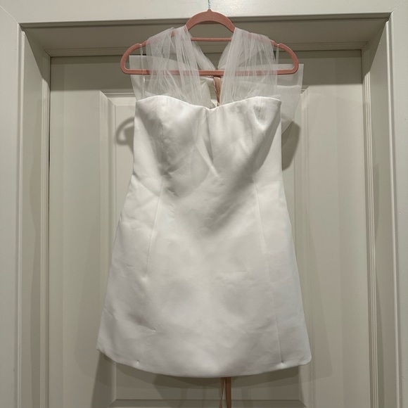Meshki Maryam Tulle Bow Mini Dress - White - NWT - Picture 2 of 14